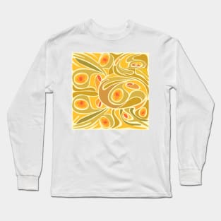 Rooster Pattern in Yellow Long Sleeve T-Shirt